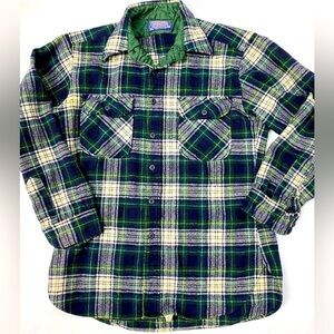 Vintage Pendleton Flannel Shirt - 100% Pure Virgin Wool - Size M - Made In USA